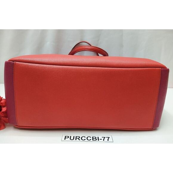 Coach City Tote Colorblock Red Magenta Leather Zipper Tote Shoulder Bag - Picture 6 of 13